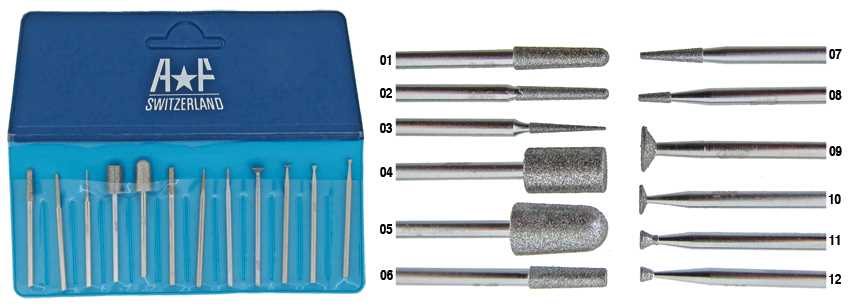 Burr - Diamond Impregnated Burrs, A*F Swiss (Shapes: Tapers, Cones & Inverts)