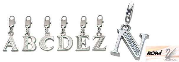 Initials - Stainless Steel Initials with SWAROVSKI Crystal Stones for Bracelets
