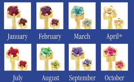 Birthstone (Regular) Claw Set Studs, Caflon Blu