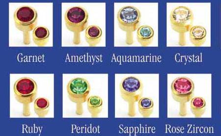 Birthstone (Regular) Bezel Set Studs, Caflon Blu