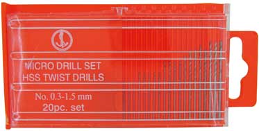 Drills - HSS Twist Drill Set, Ø0.30 to 1.60mm, Indian