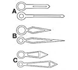 Hands (Watch) - Hour & Minute (Pairs) - Luminous, Ø1.20 x Ø2.00mm