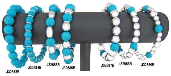 Bracelets - Bead - Turquoise & Silver