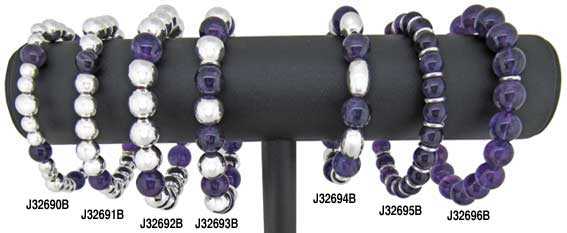 Bracelets - Bead - Amethyst & Silver