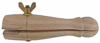 Ring Holding - Wedge Ring Clamp (Wood) with Leather Jaws & Side Locking Screw