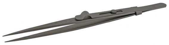 Tweezers - Dumont for Small Size Stones, Steel Satin Finish with Sliding Grip