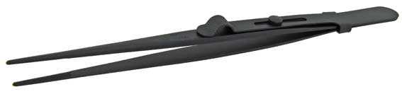 Tweezers - Dumont for Medium Size Stones, Black Finish with Sliding Grip