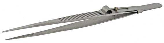 Tweezers - Cousins for Medium Size Stones, Steel Satin Finish with Sliding Grip