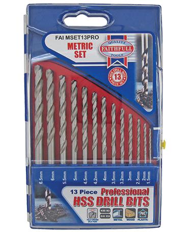 Drills - HSS Twist Drill Set, Ø1.50 to 6.50mm, Faithful Tools