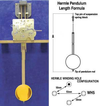 Clock Movement - Hermle 351.050 Westminster Pendulum