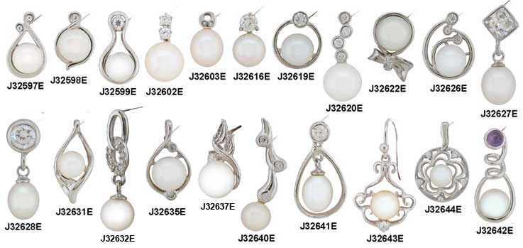 Earrings - Pearls with C.Z.'s 
