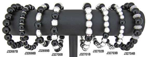 Bracelets - Bead - Onyx & Silver