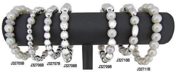 Bracelets - Bead - Pearl (Faux) & Silver