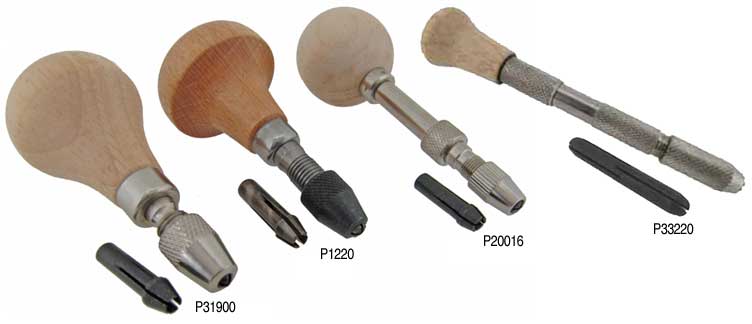 Pin Vices with Wooden Handles