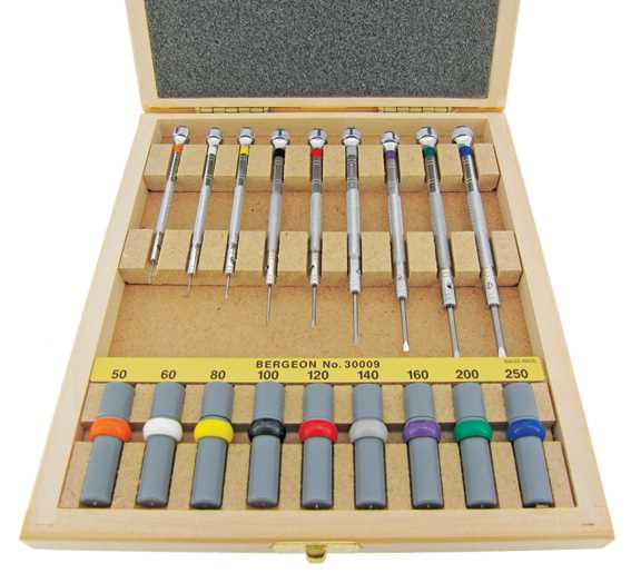 Screwdriver Set - Bergeon 9 Piece - In Wooden Case